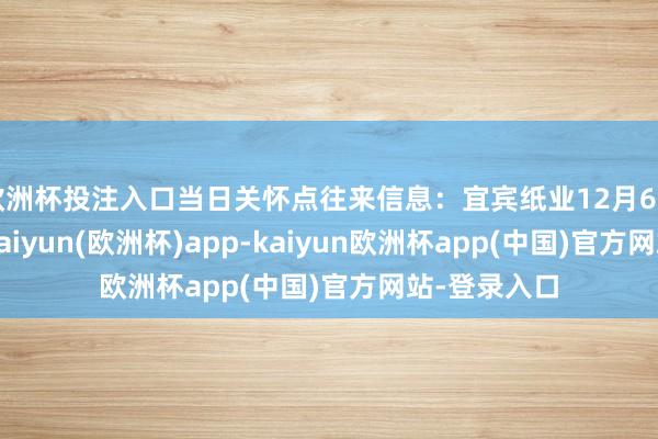 欧洲杯投注入口当日关怀点往来信息：宜宾纸业12月6日涨停收盘-kaiyun(欧洲杯)app-kaiyun欧洲杯app(中国)官方网站-登录入口